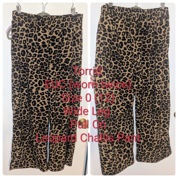 Torrid EUC size 0(12) Pull on Wide Leg Challis Pant Leopard print - Picture 1 of 5
